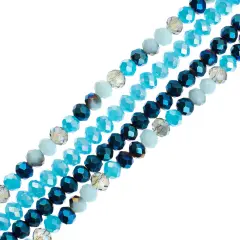 Crystal Lane DIY 7" Designer Glass Bead Multiple Strands Blue Mix