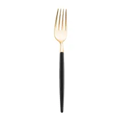 Gold with Black Handle Moderno Disposable Plastic Dinner Forks (240 Forks)