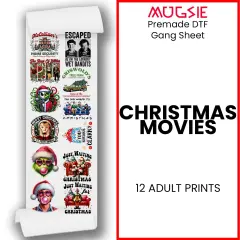 Christmas Movies - DTF Transfer 22x60 Direct-to-Film Gang Sheets - 12 Adult Prints Iron On Transfers