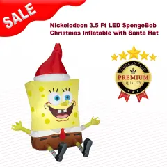 Nickelodeon 3.5 Ft LED SpongeBob Christmas Inflatable with Santa Hat