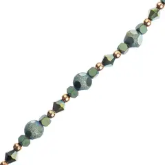 Crystal Lane DIY 7" Mixed Designer Glass Bead Mix Strand Hematite Blue Mix