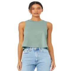 Bella + Canvas&reg; Ladies Racerback Cropped Tank HTHR DUSTY BLUE