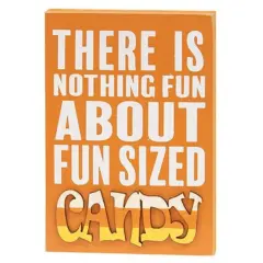 Halloween Fun Sized Candy Block Sign Orange Wood Shelf Decor for Home