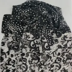 1 Yard Black & White Double Border Lace Fabric, 56/58" Wide, Elegant Apparel Textile