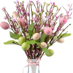 8Pcs Easter Floral Egg Picks, 12.2in Artificial Easter Sprays Picks Spring Floral Stems for Easter Table Centerpiece Party Home Vase Decoration