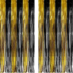 2 Packs Black and Gold Party Streamers Decoration