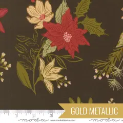 Festive Florals in Espresso Metallic (45620 16m) | Old World Yuletide | Fancy That Design House Co | Moda