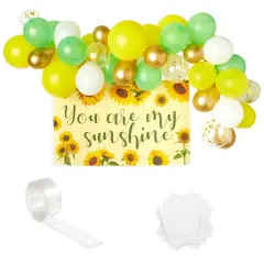 Sunflower Baby Shower Birthday Party Decorations, You are My Sunshine Banner and Arch Design Balloons (75 Piece Set) Yellow