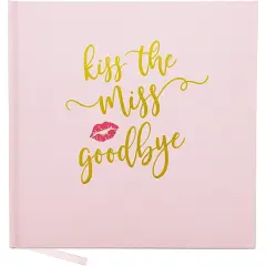 Kiss the Miss Goodbye, Bachelorette Party Notebook Keepsake (8.3 x 8.3 In, Pink)