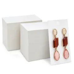 White Earring Display Cards, 200-Pack Hanging Earring Cards for Selling, Packaging, Storage, 500 GSM Thick and Sturdy Paper Material, Jewelry Holders (3.5x2 in)