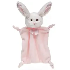Bearington Baby Wee Cottontail, 8 x 7 Inch Small Bunny Stuffed Animal, Security Blanket for Babies, Pink Bunny Lovey For Baby Girl
