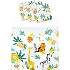 Safari Tablecloths for Birthday Party Decorations (54 x 108 in, 3 Pack) Yellow