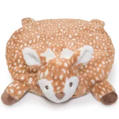 Bearington Baby Lil&rsquo; Willow Tummy Time Mat, 30 x 30 Inch Fawn Plush Stuffed Animal Blanket, Woodland Nursery D&eacute;cor, For Ages 0-3 Brown