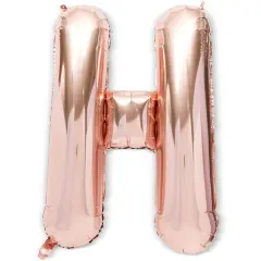 Rose Gold Foil Letter H Party Balloons (40 in, 2 Pack) Pink