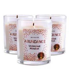 Magnificent 101 Set of 3 Long-Lasting Abundance Unlimted Mindset Smudge Candles | 3.5 Oz Each - 42 Hour Burn | Made of Soy Wax, Sage Herbs for House Energy Cleansing & Manifestation White