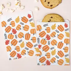 Big Dot of Happiness Fall Pumpkin Paper Treat Bags, Individual Candy Snack Favors, Greaseproof White Sandwich Cookie Bags - 25 Count