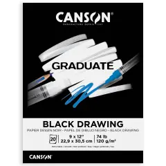 Canson Graduate Black Drawing Pad 9"X12"-20 Sheets