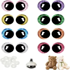 160 Pcs Glitter Safety Eyes 18mm 3D Eyes for Crochet (8 Colors)
