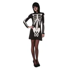 Skeleton Hooded Mini Dress Adult Costume