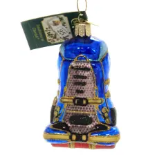 Old World Christmas 4.0 Inch Hiking Backpack Tree Ornament , Explore Nature Scenic Blue