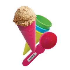 Spielstabil Ice Cream Duo: Toddler Beach Ice Cream Toy Sand Toys with 4 Cones & Scooper, Ideal Toddler Outdoor Toys from 18 months+ Made in Germany Multicolor