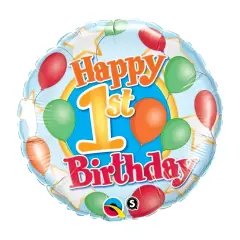 Happy 1st Birthday 18 Inch Foil Mylar Balloon