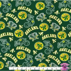 Licensed MLB Oakland Athletics Cooperstown Green Cotton 60136B Fabric by the Yard