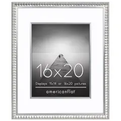 Americanflat 16x20 Picture Frame with Decorative Inner Mat Accent - Use as 11x14 photo frame with the Mat or as 16x20 frame without the Mat - Statement Frame with Polished Plexiglass