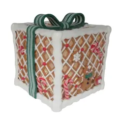 7.9" LED Gingerbread Candy Gift Box with BowChristmas Decoration- Green