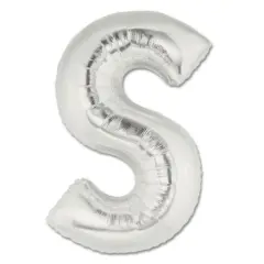 LETTER S FOIL BALLOON Metallic Silver