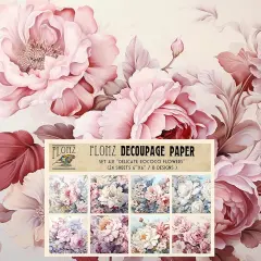Decoupage Paper Pack (24 Sheets 6"x6") Delicate Rococo Flowers # Vintage Styled Pattern Paper for Decoupage, Craft and Scrapbooking