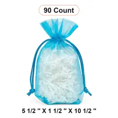 Flat Bottom Organza Bags 5 1/2 '' X 1 1/2 '' X 10 1/2 '' for Holiday Gift Bags Turquoise