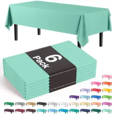 Exquisite 6-Pack Premium Plastic Tablecloth 54in. x 108in. Rectangle Plastic Table Cover Mint