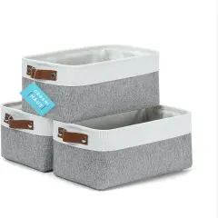Small Fabric Storage Bins for Shelves 3 Pack, 12x8in Closet Storage Bins for Shelves