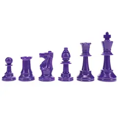 WE Games Color Bright Plastic Staunton Tournament Chess Pieces with 3.75 in. King - Half Chess Set of Chess Pieces Only, Purple