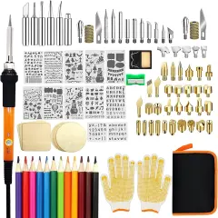 Wood Burning Kit, 110 Pieces Wood Burning Tool with Adjustable Temperature 200-420&deg;C, Professional Wood Burner Pen for Embossing Carving Soldering
