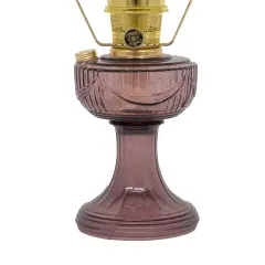 Aladdin Amethyst Lincoln Drape Table Oil Lamp with Rose Shade and Brass Trim, Classic Vintage Design and Bright Illumination