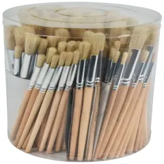 Sax White Bristle Paint Brushes with Short Wooden Handles, Round Assorted Sizes, Set of 144