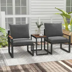 Costway 3 PCS Patio Furniture Set with Soft CushionsAluminum Frame Weatherproof Outdoor