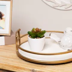 Northlight Mini White Potted Artificial Succulent Plant - 4"