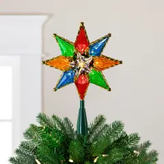 Northlight Lighted 8-Point Star Christmas Tree Topper - 11" - Multi-Color - Clear Lights