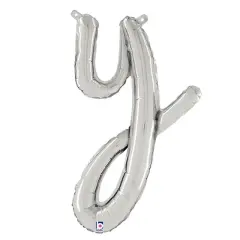Betallic&reg; 24 inch Script Letter Y Silver Air Fill Only