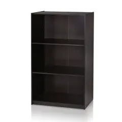 Modern Space-Saving 3-Shelf Bookcase with Adjustable Shelves for Living Room or Office Use Espresso