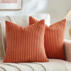 Set of 2 Burnt Orange Fall Decorative Throw Pillow Covers 20x20 Inch