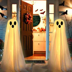 2 Packs Light Up Ghost-Lighted Spooky Ghost Decor