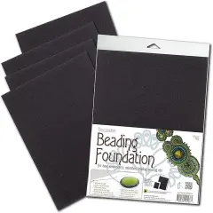 The Beadsmith Beading Foundation &ndash; 8.5 x 11 inches &ndash; Black Fabric &ndash; 1 Sheet &ndash; Made in The USA &ndash; Stiff & Durable Material Used for Bead & Stitch Embroidery, cabochon Beading and Sewing