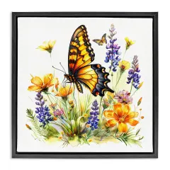 Stupell Industries Butterfly Wings Garden Floater Framed Canvas Wall Art Design by LSR Design Studio