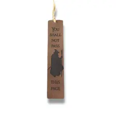 Bookmark - LEATHER - You Shall not Pass this Page DARK BROWN