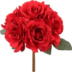 12-Pack: Red Rose Bouquet with 6 Silk Flowers & Foliage , Floral Home by Artificial Flowers