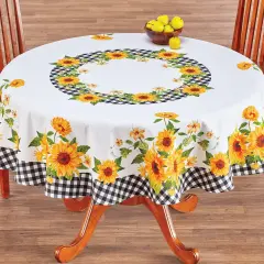 Collections Etc Sunflowers Plaid Tablecloth